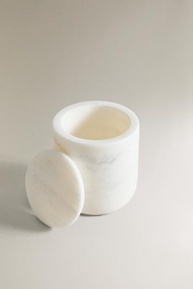 POT RANGEMENT SALLE DE BAIN MARBRE BLANC - blanc de Zara - Image 1