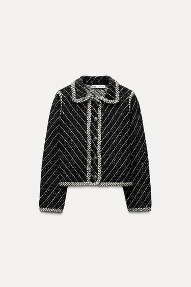 KOMBINOVANÝ ÚPLETOVÝ KARDIGAN - Černá / Bílá od Zara