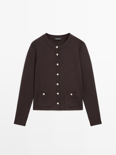 Cardigan boutons dorés - Marron de Zara