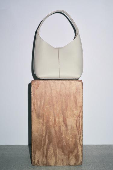 GRAINED EFFECT LEATHER BUCKET BAG - Ecru by Zara - Image 0
