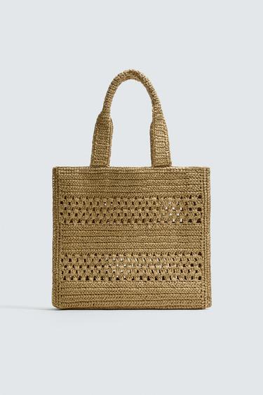 WOVEN TOTE BAG - Ecru White by Zara