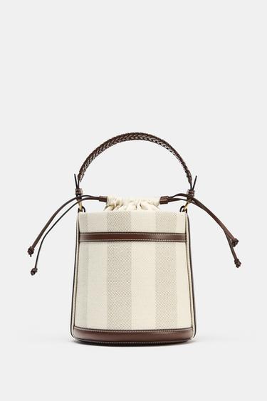 BUCKET CANVAS RAYAS - Beige claro de Zara