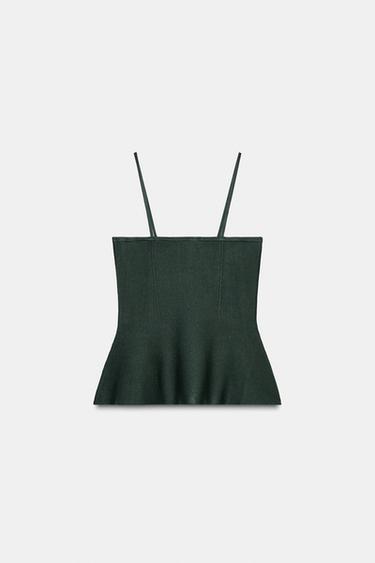KNIT PEPLUM TOP - GREEN by Zara