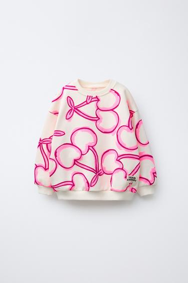 SUDADERA ESTAMPADO GRAFFITI - Rosa flúor de Zara