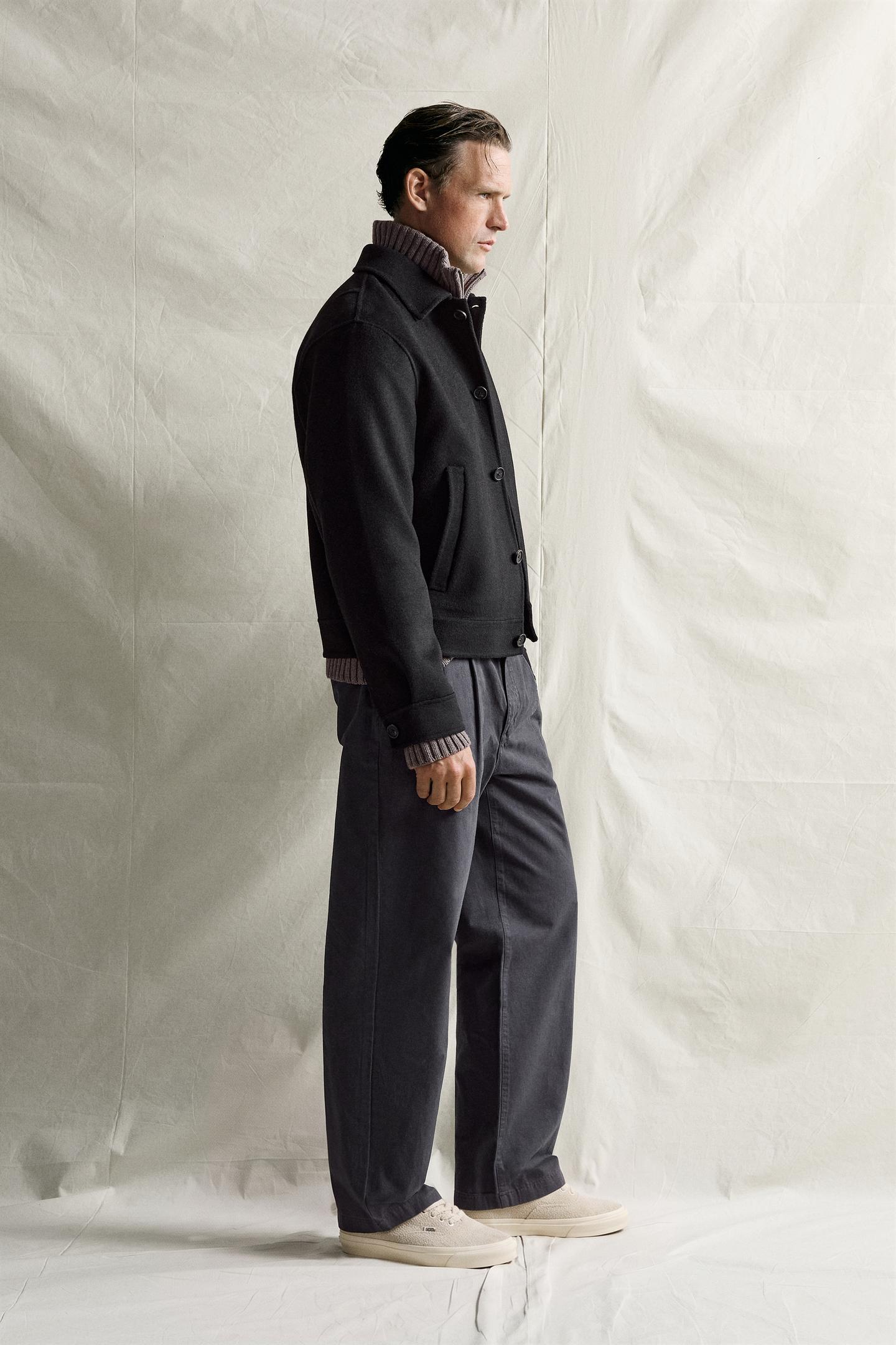 Мужская куртка Zara 100% Wool Cropped Fit, цвет: Чёрный — фото 4