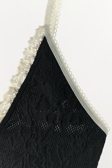 SEAMLESS LACE BRALETTE - Black / White by Zara - Image 8