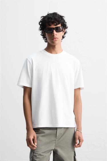SLIM FIT MEDIUM WEIGHT T-SHIRT - White by Zara - Image 1