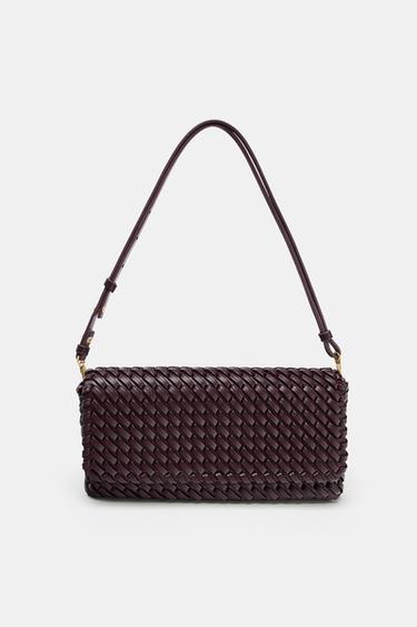 BRAIDED BAG - Burgundy Red by Zara