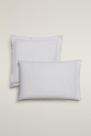 PLEATED COTTON SATEEN PILLOWCASE (1000 THREAD COUNT) - White by Zara