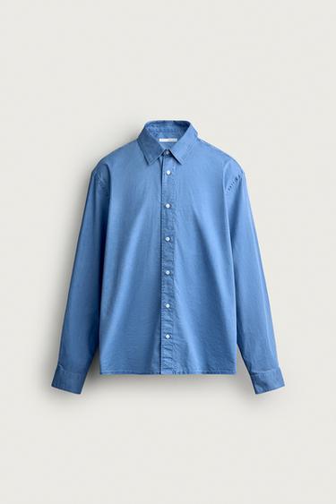 CAMISA RELAXED FIT LAVADA - Azul lavado de Zara