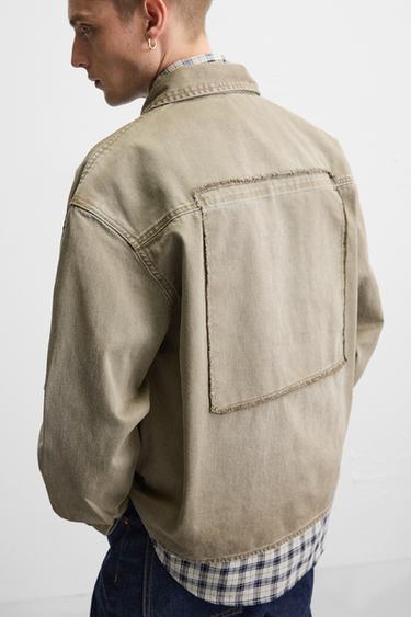 RELAXED FIT OVERSHIRT WITH PATCH - Beige by Zara - Image 6