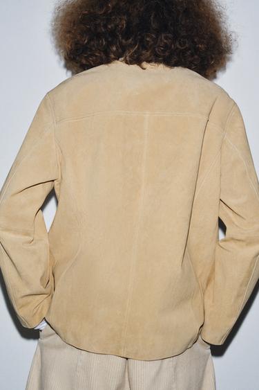 SUEDE LEATHER JACKET ZW COLLECTION LIMITED EDITION - Butter by Zara