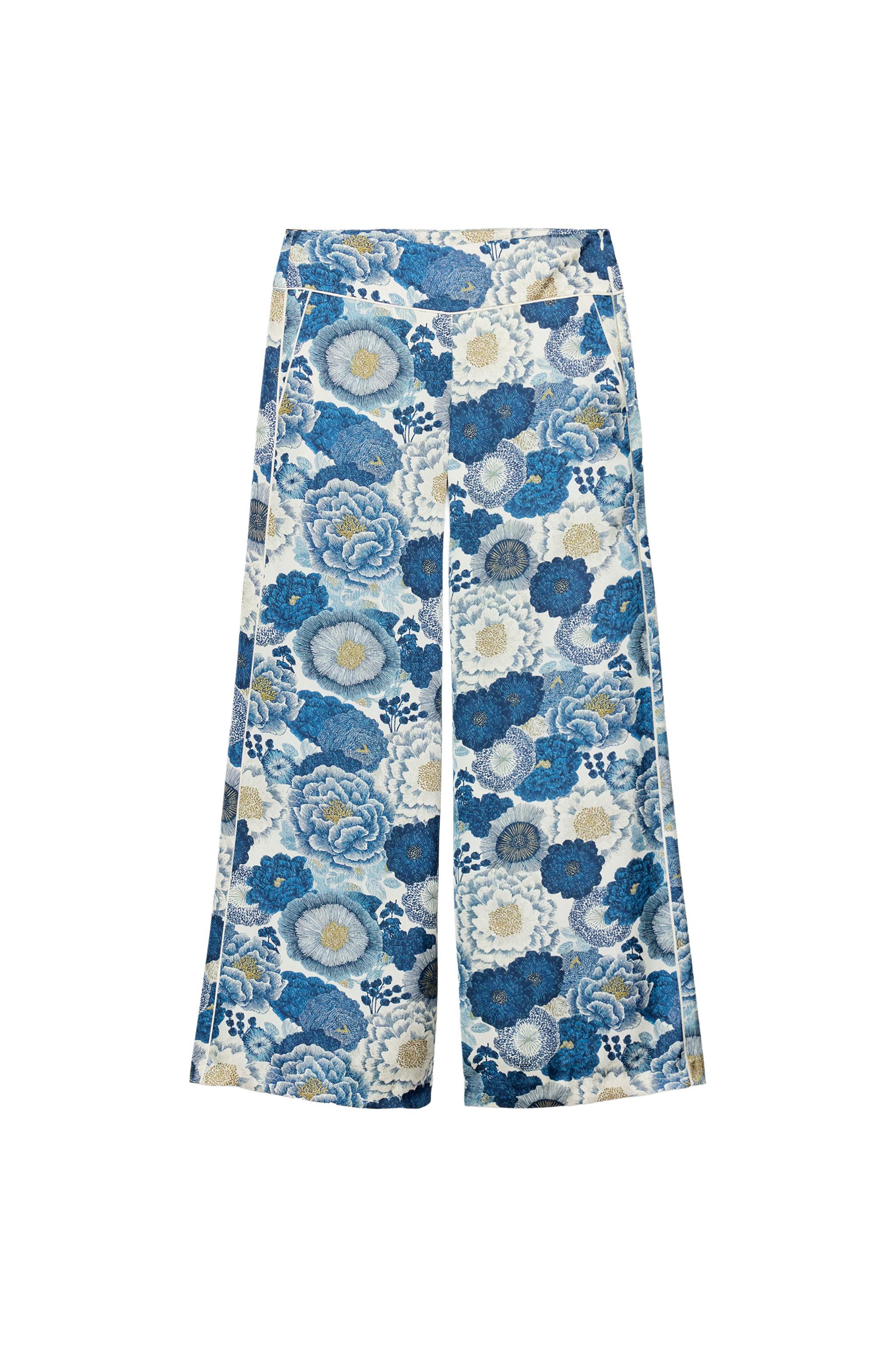 ZW COLLECTION FLORAL PANTS - Blue | ZARA United States