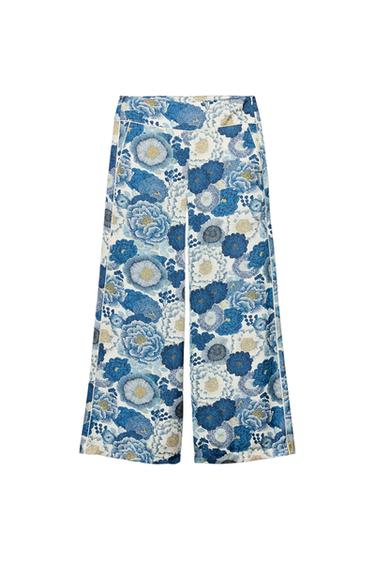 ZW COLLECTION FLORAL TROUSERS - Blue by Zara