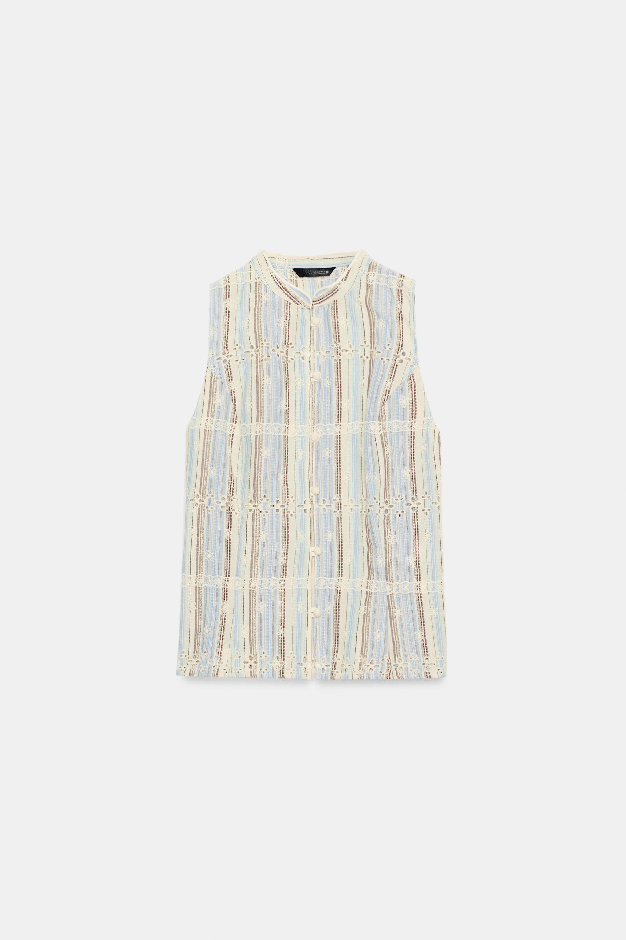 STRIPED EMBROIDERED TOP