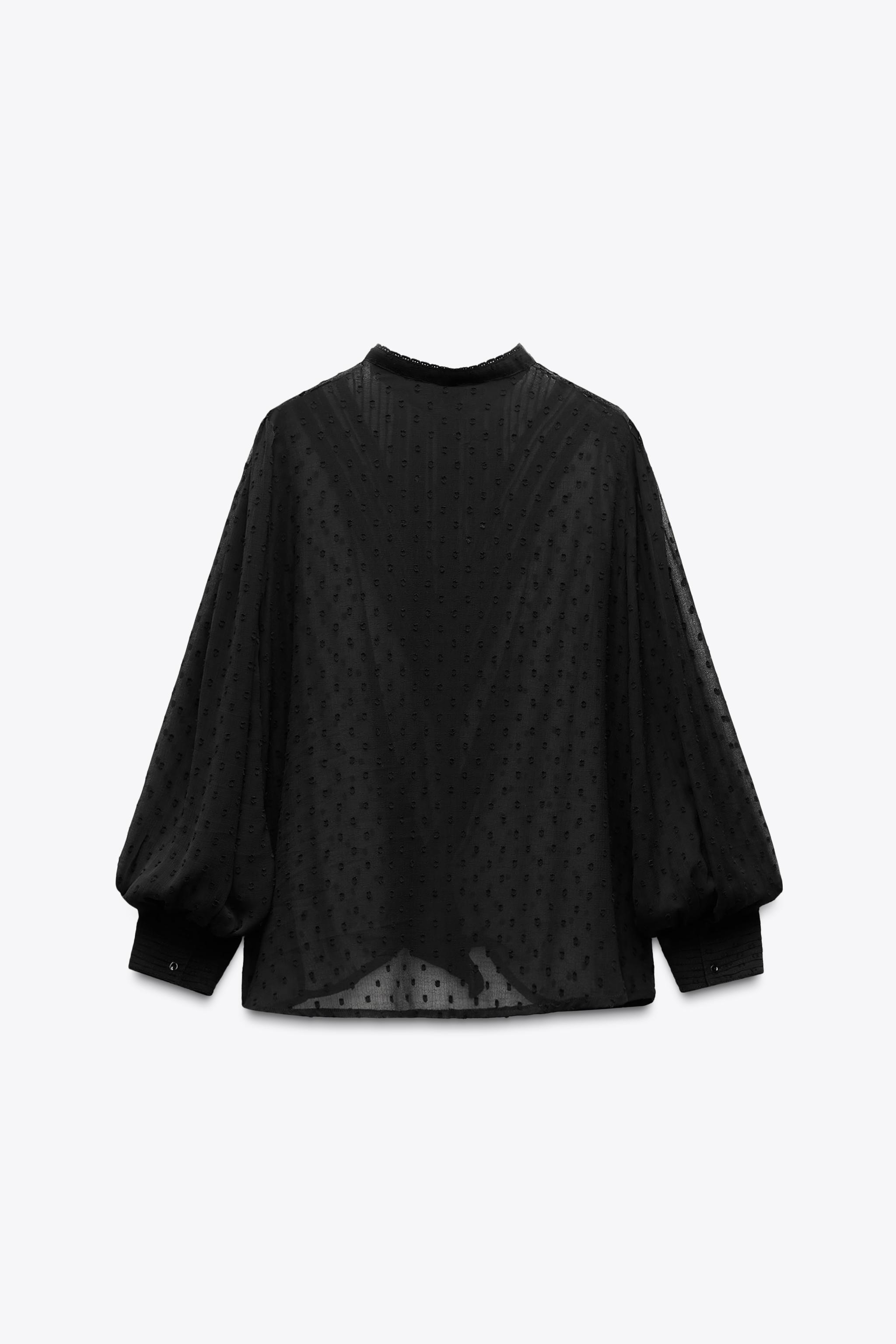 DOTTED SEMI-SHEER SHIRT - Black | ZARA United States