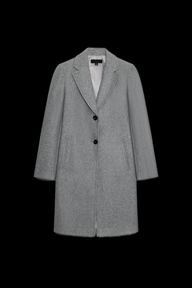 WEICHER MANTEL MIT SCHULTERPOLSTERN - Grau von Zara