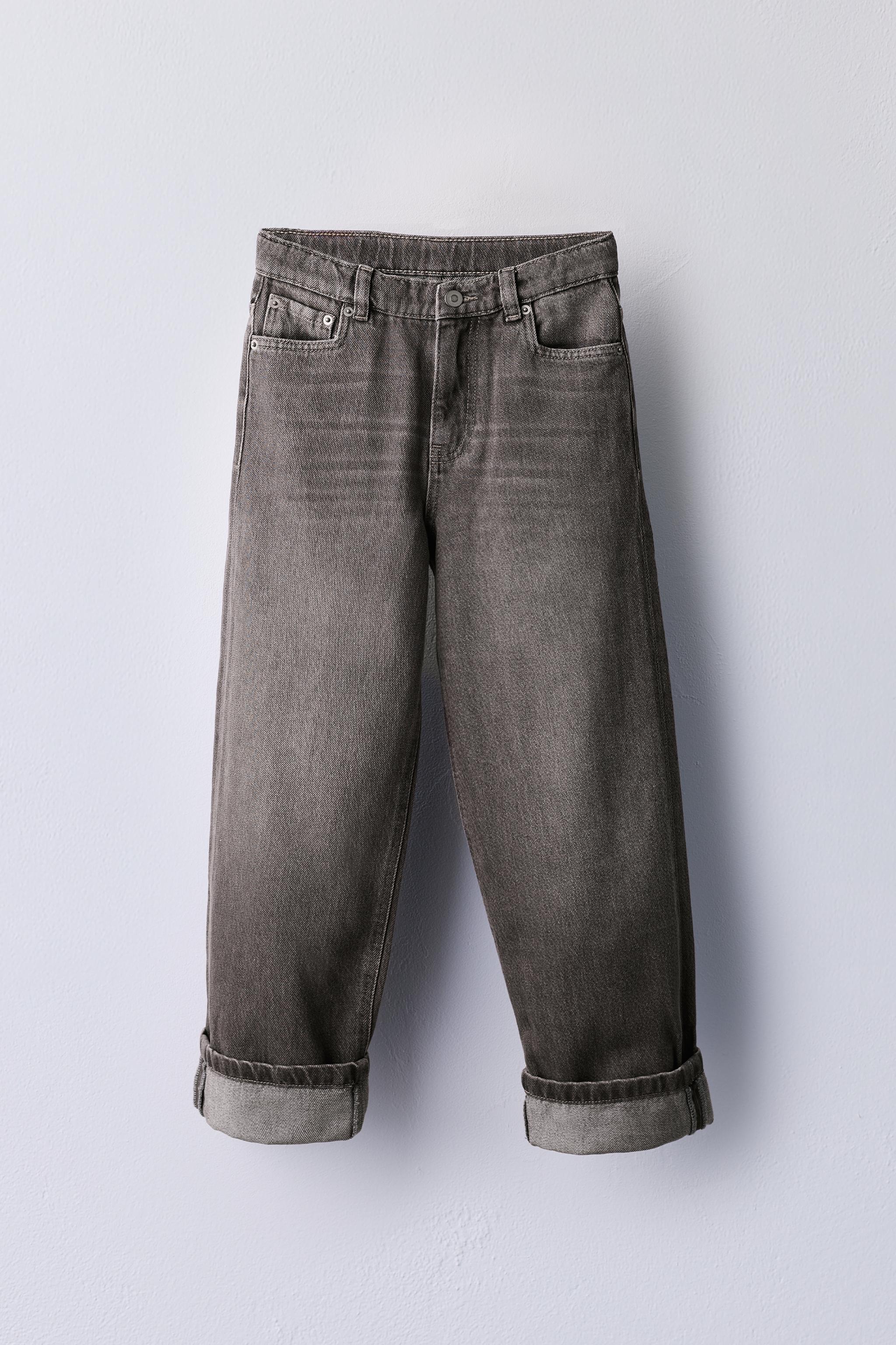 WASHED EFFECT LOOSE-FIT JEANS — Wine