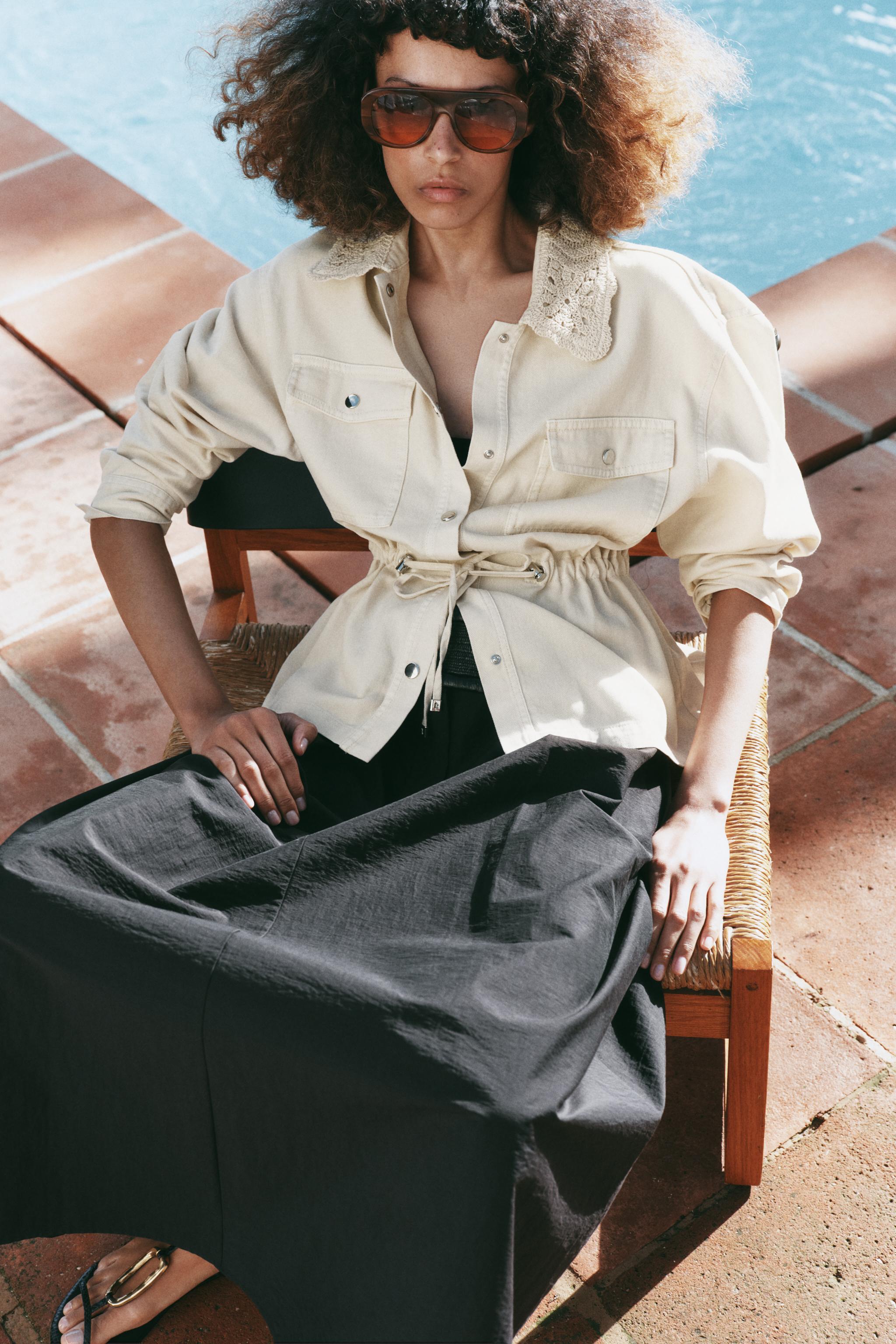 VESTE SAFARI COL EN CROCHET