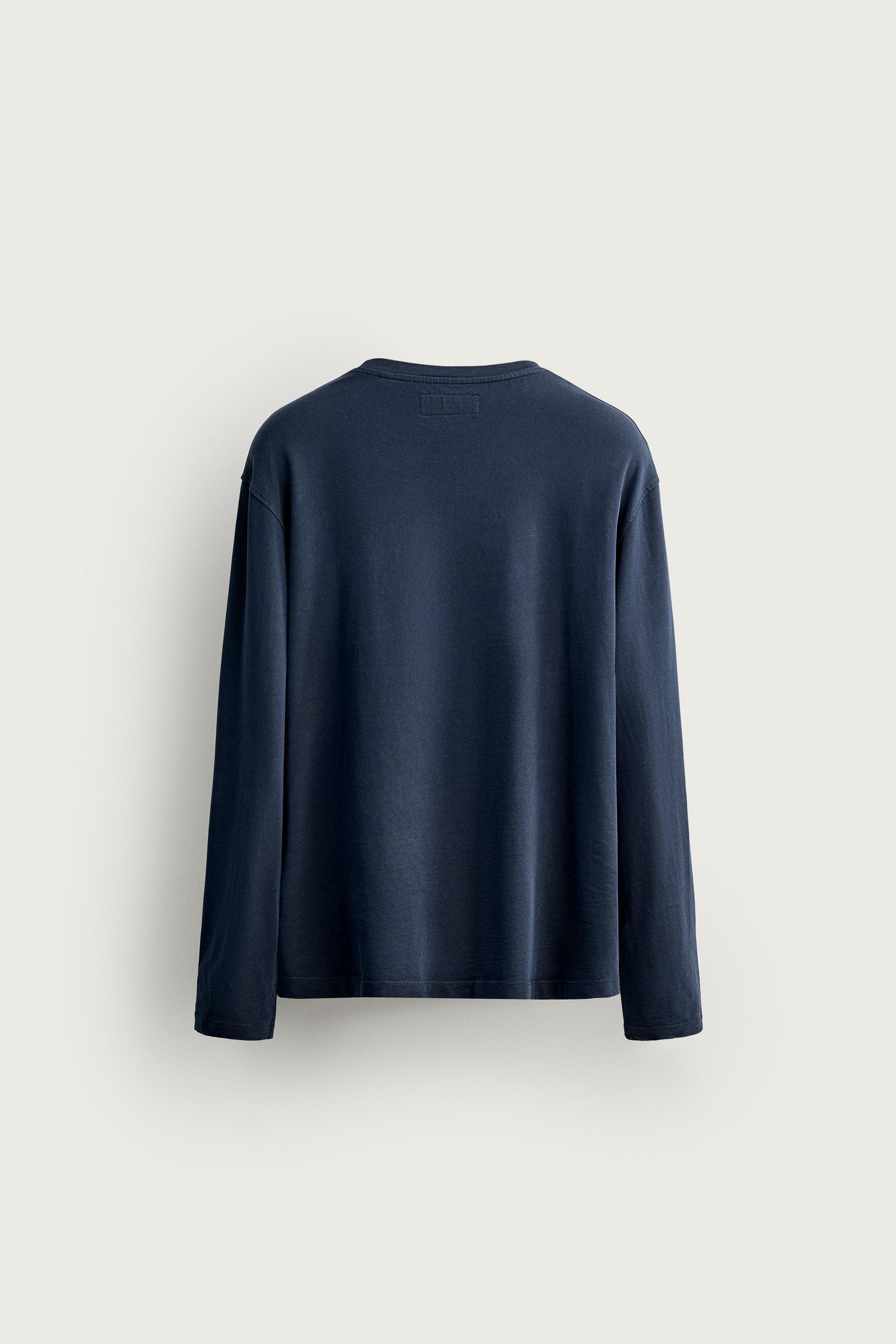 Zara UZUN KOLLU REGULAR FIT T-SHIRT görsel 8