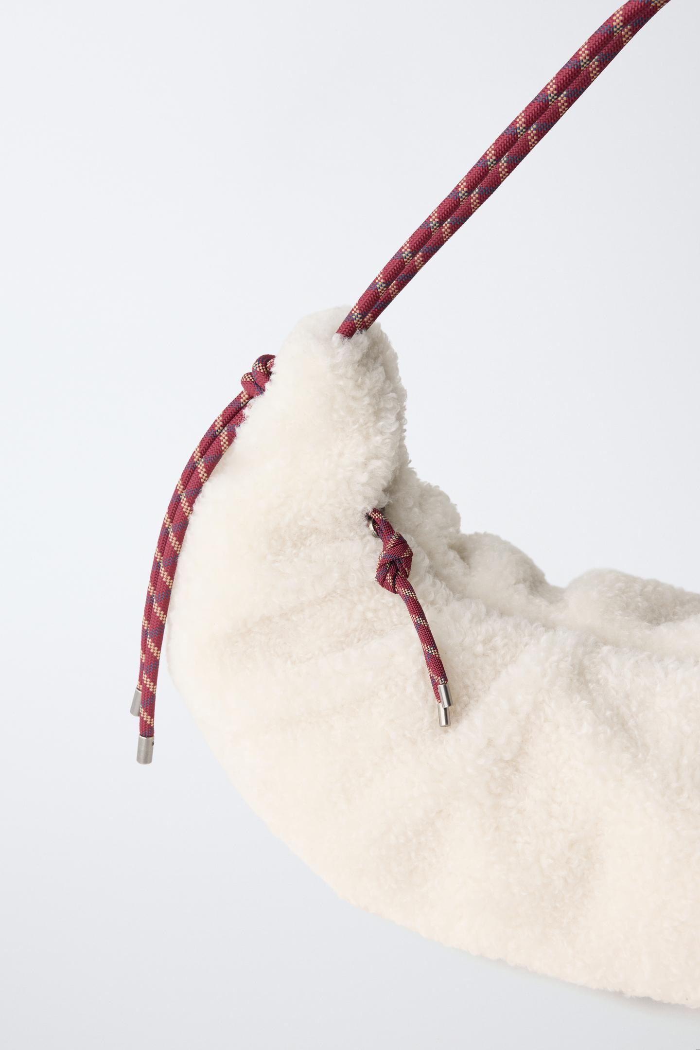 Детская сумка Zara Faux-Shearling Crossbody, цвет: Молочный белый — фото 3