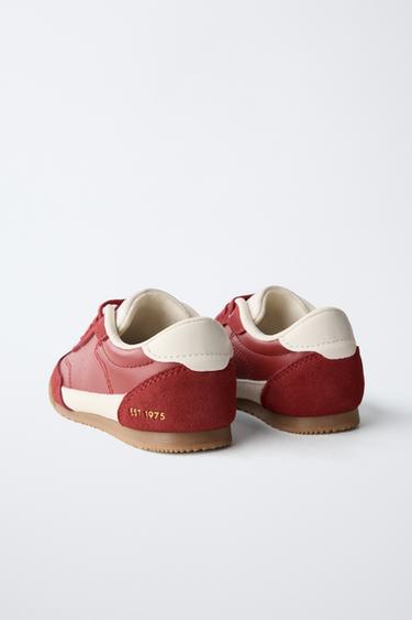 TENNIS EN CUIR COMBINÉ - Rouge de Zara - Image 5