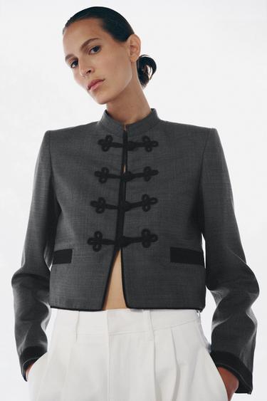 Zara 牛角扣西裝外套 ZW COLLECTION - 斑紋灰色