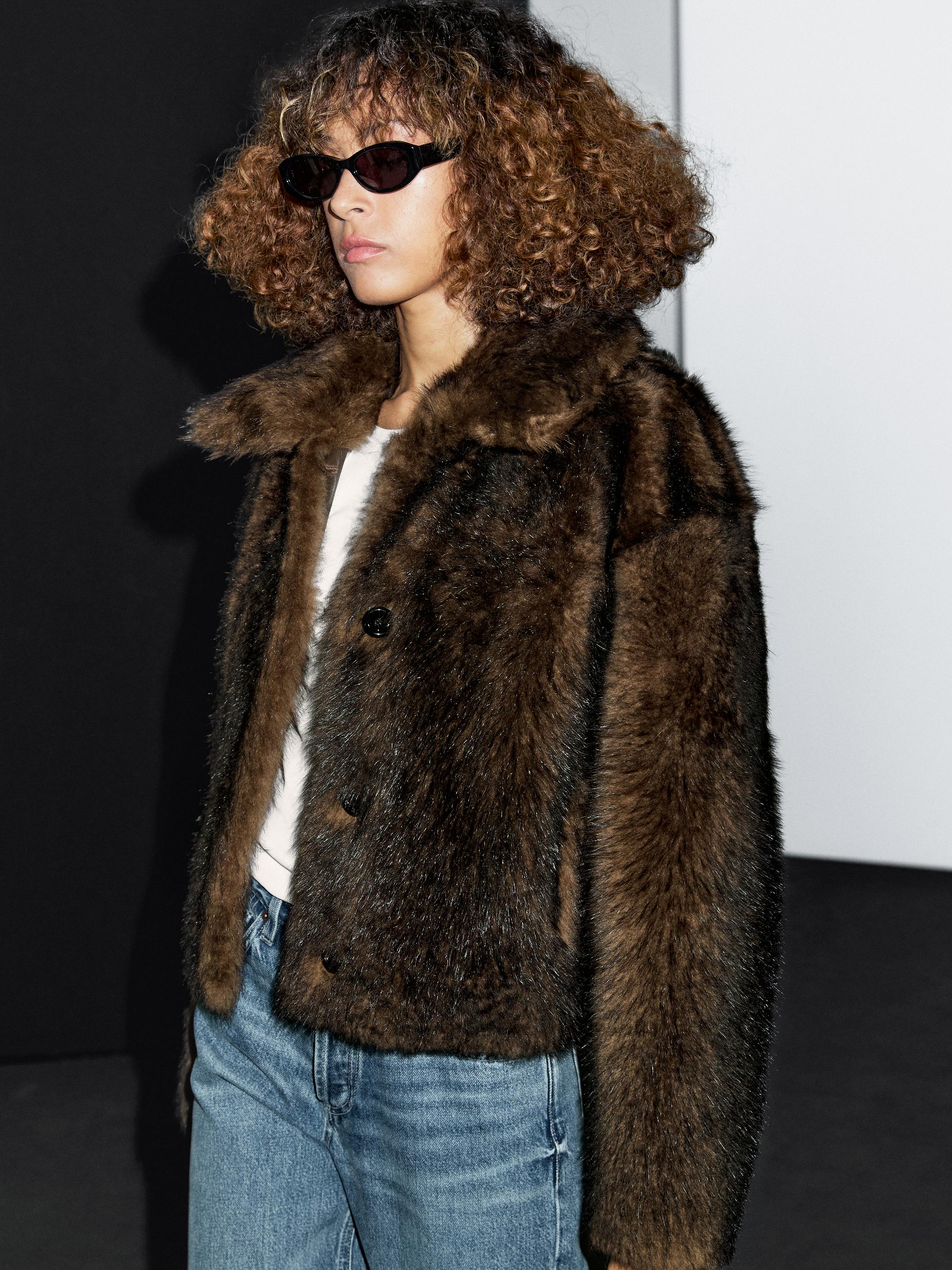 Short natural fur coat