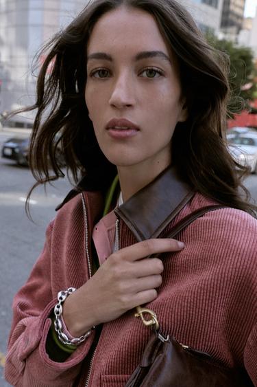 BLOUSON EN VELOURS CÔTELÉ À COL MATIÈRE SYNTHÉTIQUE - MARSALA de Zara - Image 8