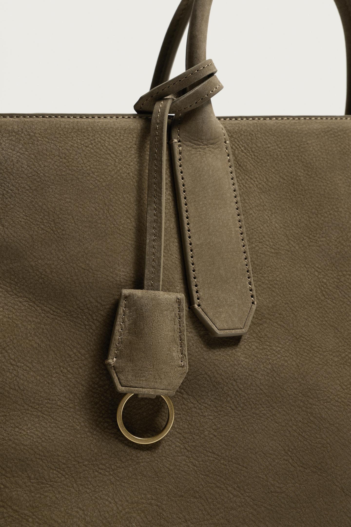 Мужская сумка Zara Leather Crossbody, цвет: Серо-коричневый серый — фото 6