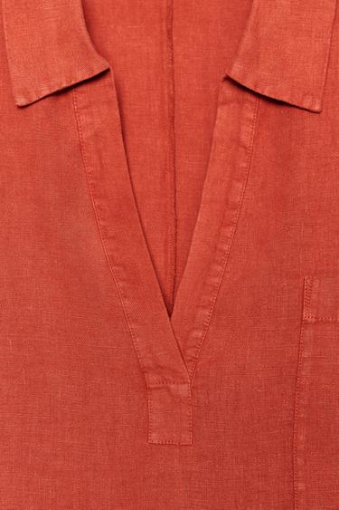 ZW COLLECTION 100% LINEN TUNIC DRESS - Brick by Zara - Image 6