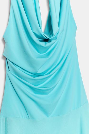 ROBE MI-LONGUE HALTER BIMATIÈRE - Turquoise de Zara - Image 7