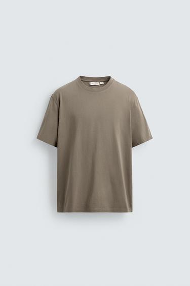 T-SHIRT MEDIUM WEIGHT REGULAR FIT ORIGINS - Gris taupe de Zara