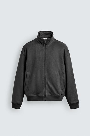 ÁO KHOÁC GIẢ DA LỘN - Màu xám than từ Zara