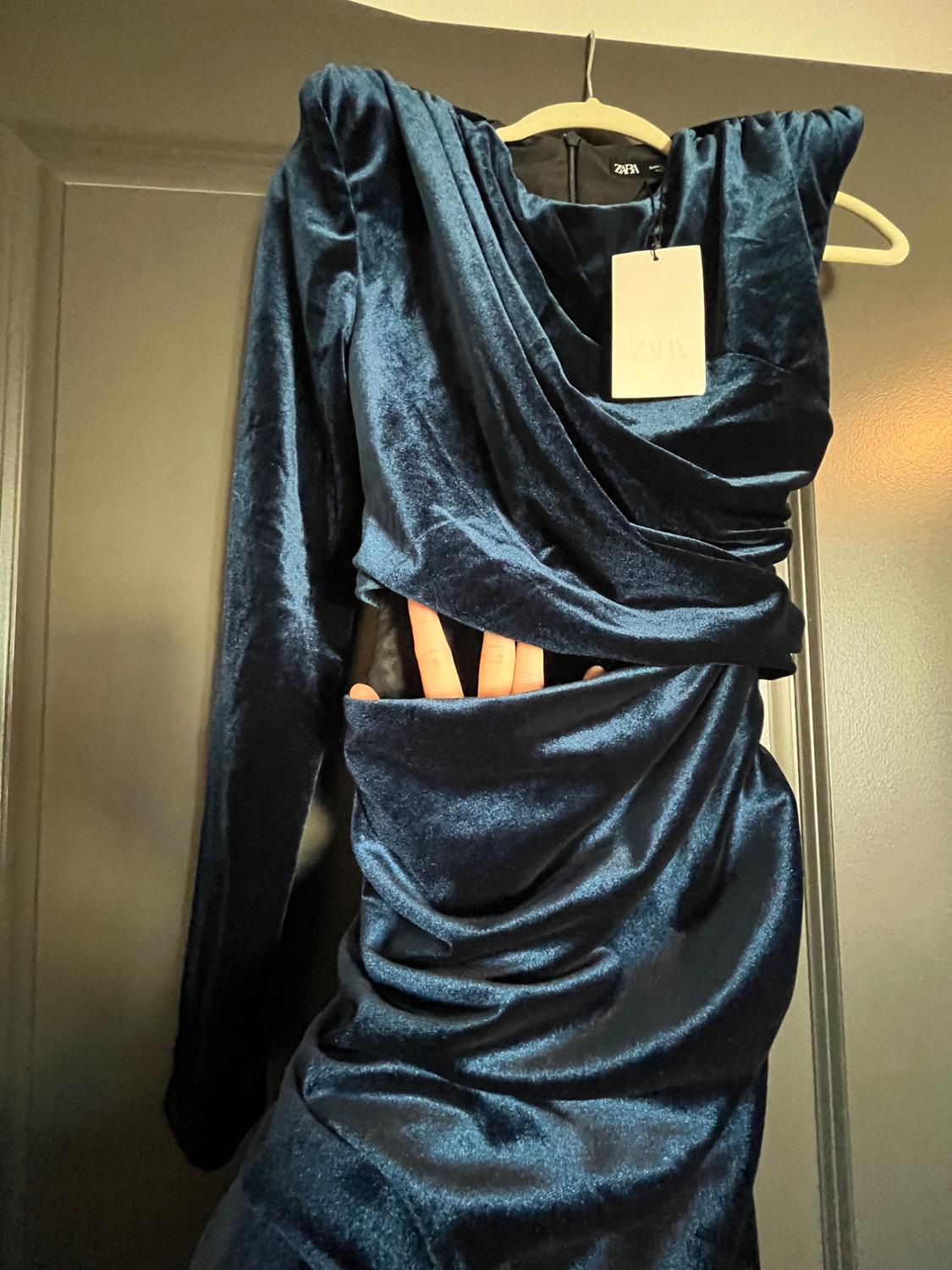 CUT OUT VELVET DRESS ZW COLLECTION - Image 3