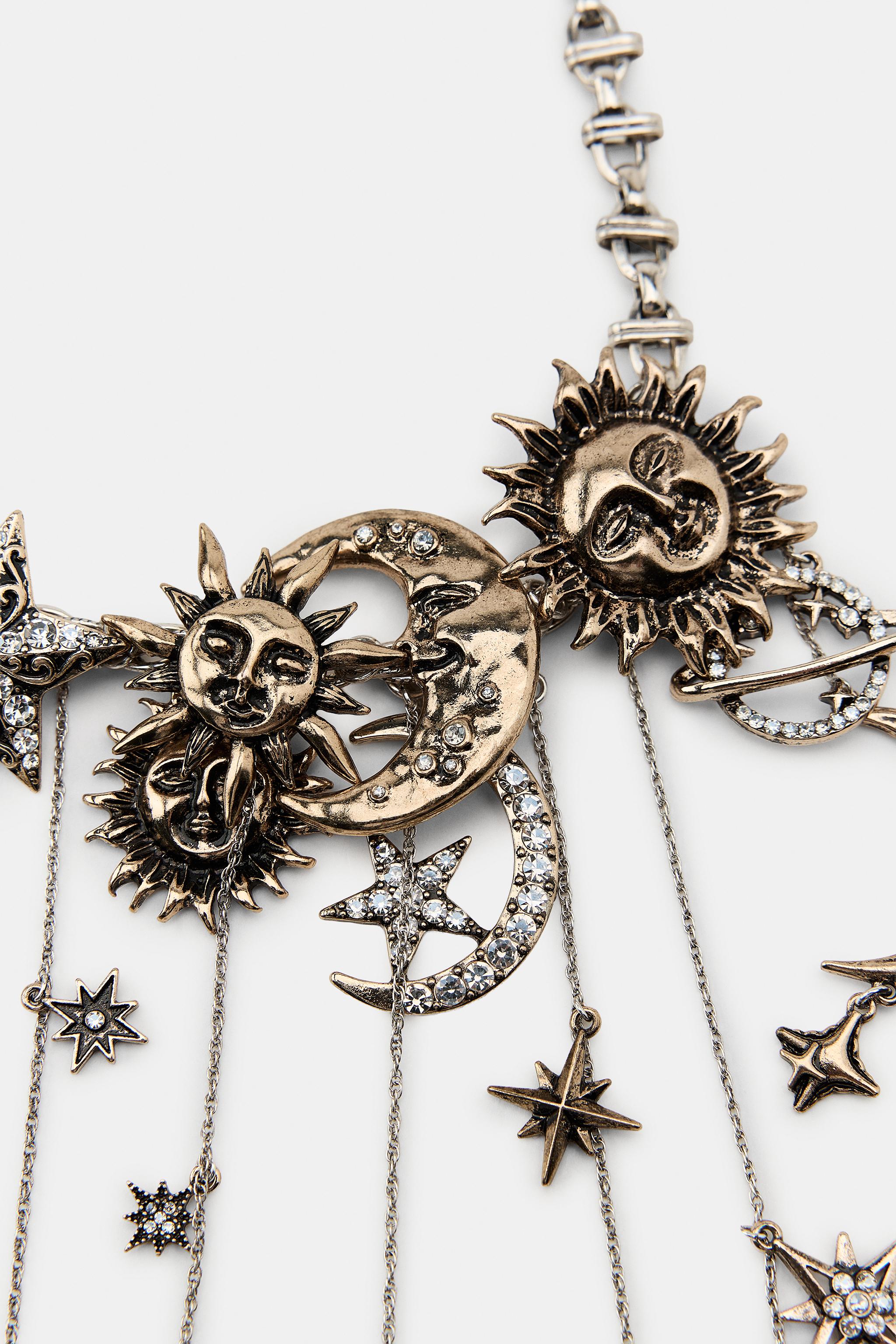 METAL MOON AND STARS NECKLACE