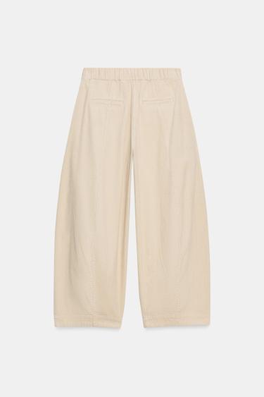 ZW COLLECTION BARREL CORDUROY TROUSERS - Ecru by Zara - Image 4