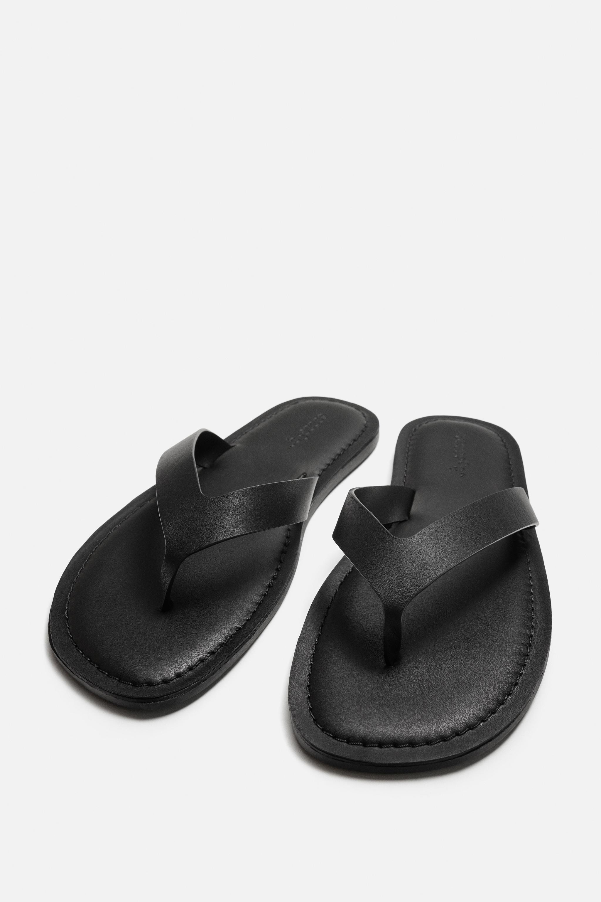 ZARA ストラップサンダル X FANGLU LIN 2795/520 ストラップレザーサンダル - ブラック | ZARA Japan / 日本