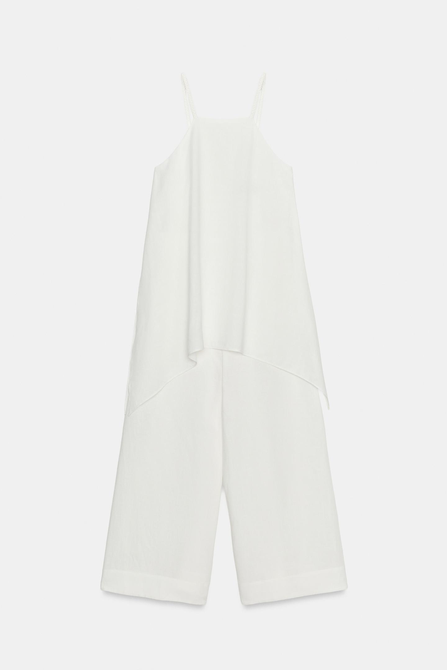 Женский комбинезон Zara Halter Strap Jumpsuit, цвет: Устричный белый — фото 7