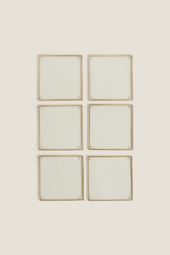 PACK POSAVASOS METAL Y VIDRIO (PACK DE 6) - Oro de Zara - Imagen 0