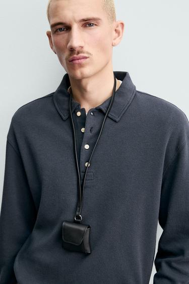 BRUSHED TEXTURED ORIGINS POLO SHIRT - Blue / Grey by Zara