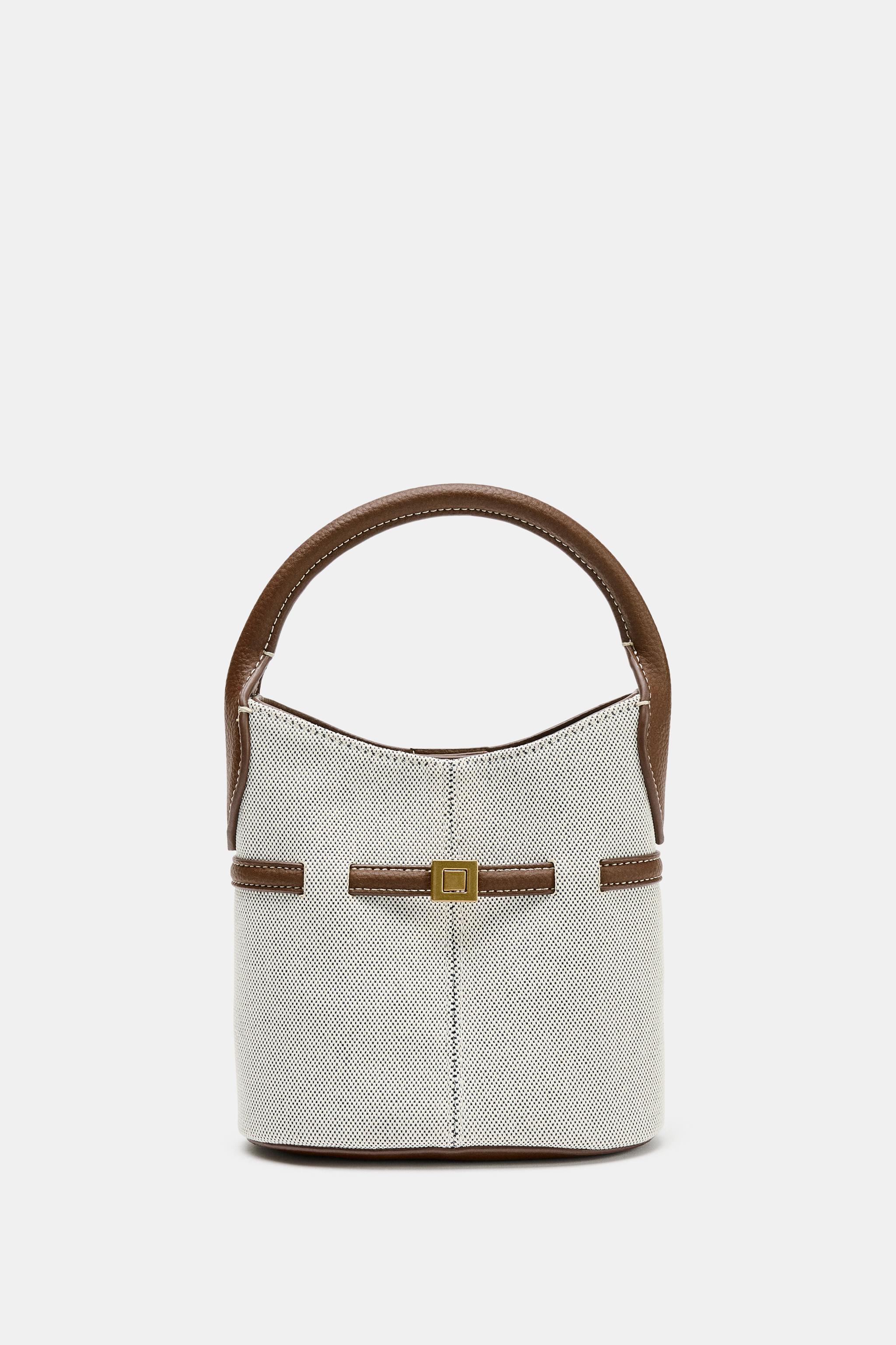 MINI CANVAS BUCKET BAG WITH BUCKLE