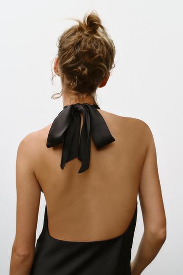 ROBE MIDI SATINÉE DOS NU - Noir de Zara - Image 5