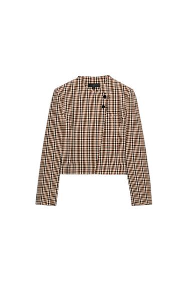 DOUBLE-BREASTED CHECK BLAZER - Khaki by Zara