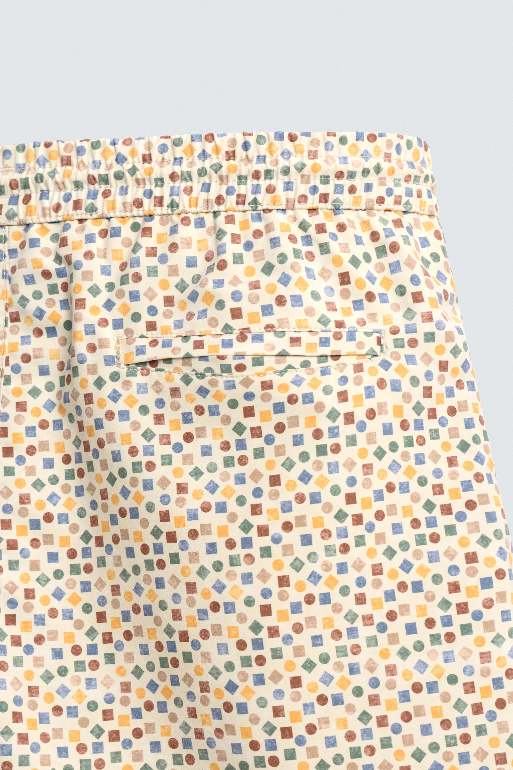MID-LENGTH GEOMETRIC PRINT SWIMSUIT