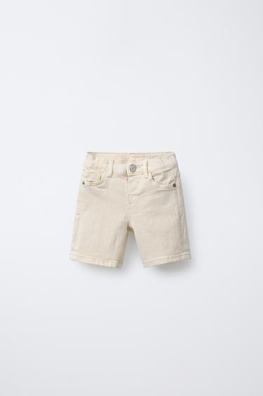 Zara REGULAR TWILL SHORTS - Mid-ecru