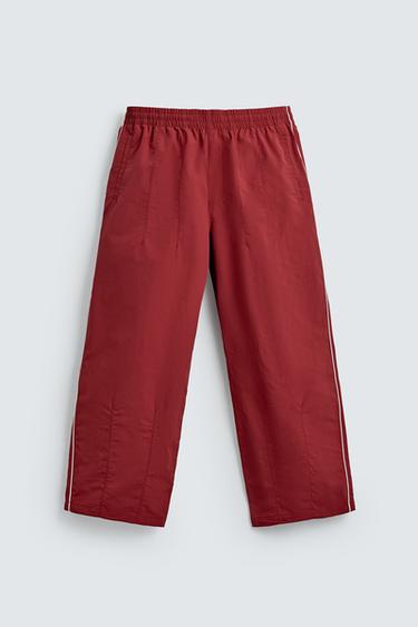 PANTALÓN JOGGER TÉCNICO BANDAS CONTRASTE - Rojo de Zara