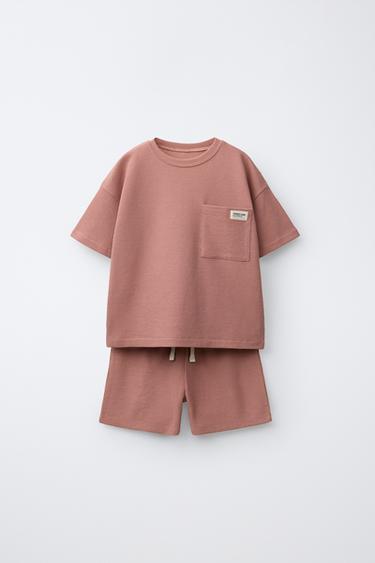 PYJAMA GAUFRÉ ÉTIQUETTE (1 1/2-6 ANS) - Rose de Zara