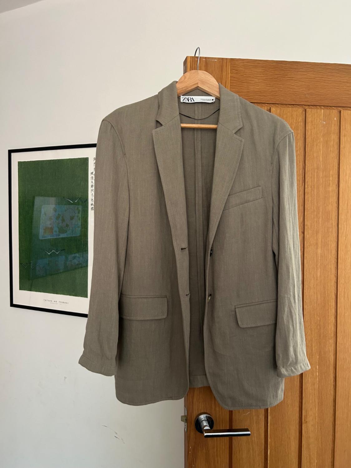 STRAIGHT LINEN-BLEND BLAZER