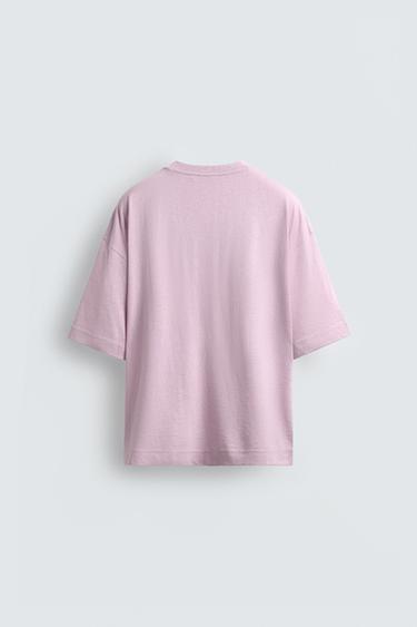 T-SHIRT COUPE DÉCONTRACTÉE AVEC POCHE - Lilas de Zara - Image 6
